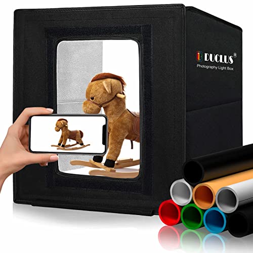 Light Box Photography 30cm/12"x12" Portable Photo-Box Booth, Mini Shooting Tent Kit with 112 LED Lights Dimmable, 8 Photo Backdrops for Product Photography