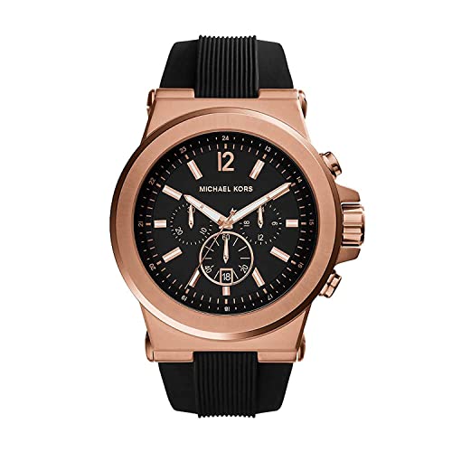 Michael Kors Watch for Men, Chronograph movement, 48mm Rose Gold Stainless Steel case with a Silicone strap, MK8184