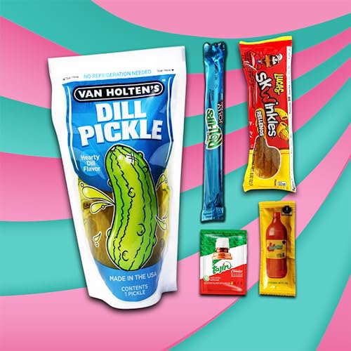 Tubbees Chamoy Pickle Kit, Van Holten's Dill Pickle and Roll Up Kit, Viral Challenge, Chamoy Special, with Jolly Rancher Fruit Roll Up